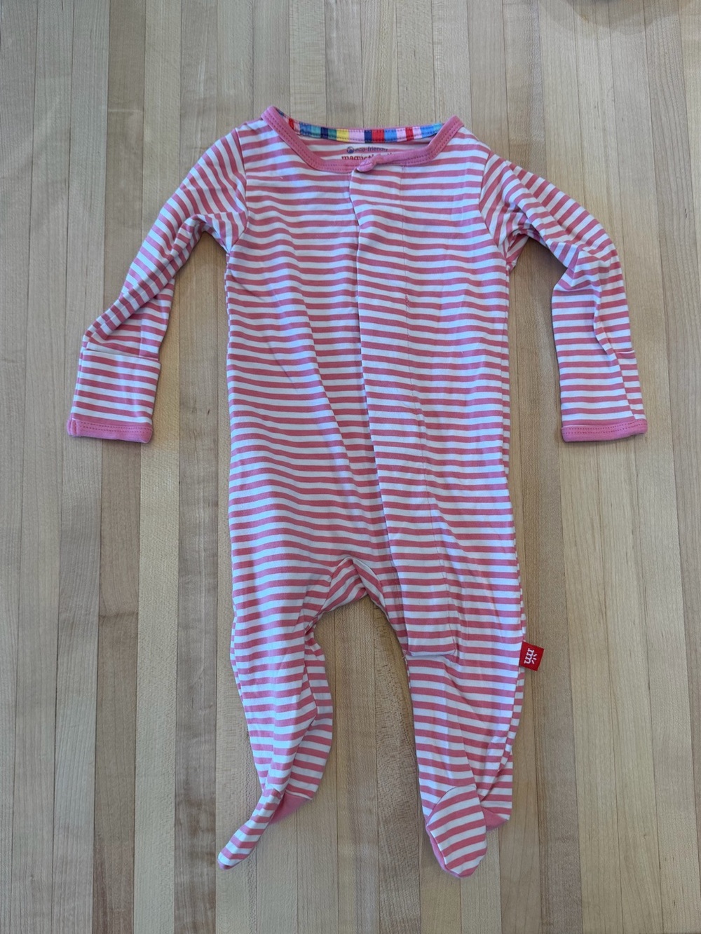Magnetic Me Pink and White Striped Footed One-Piece - 2 Pack